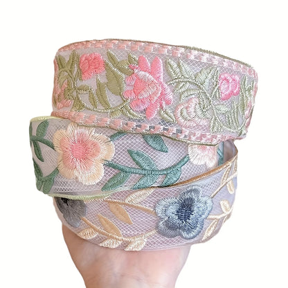 KissSteps™ Artisan Floral Embroidered Headband Set (3-Piece)